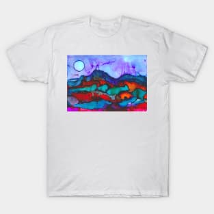 Night in the mountains alcohol ink painting T-Shirt